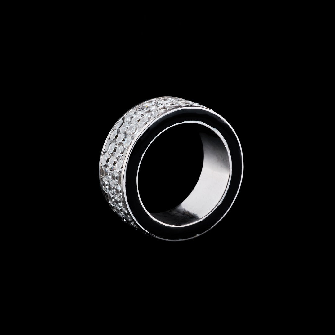Geometric Cut Moissanite Eternity Band Ring Fully Iced Out