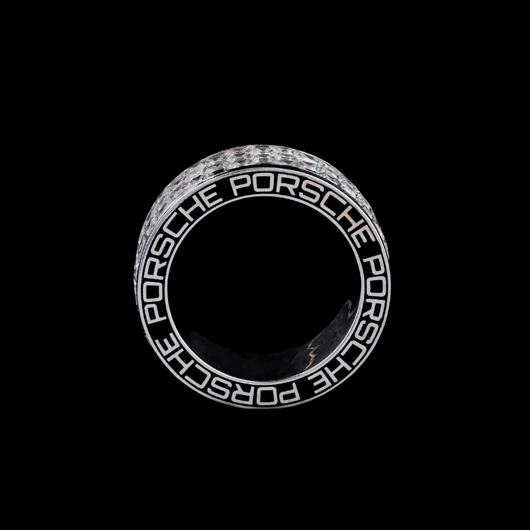 Geometric Cut Moissanite Eternity Band Ring Fully Iced Out