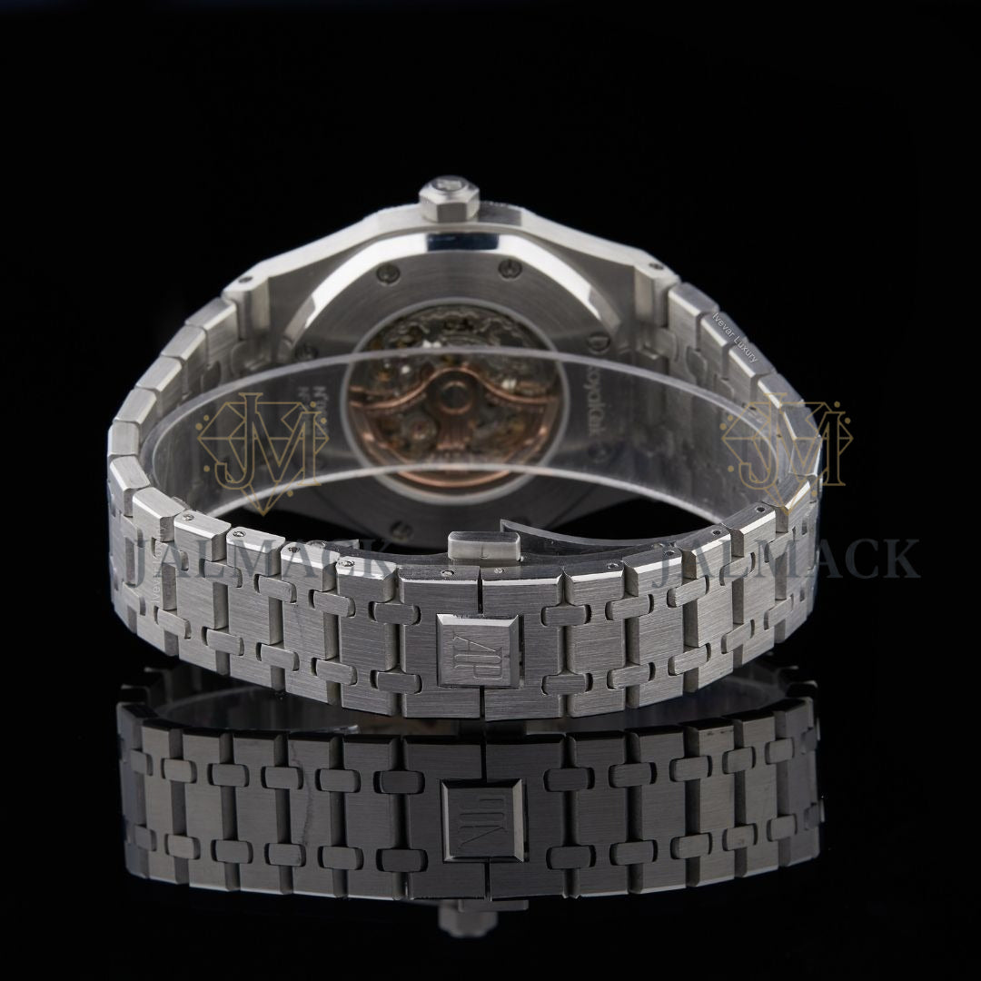 Black Skeleton Dial Baton Marker Round-Cut Moissanite Automatic Watch