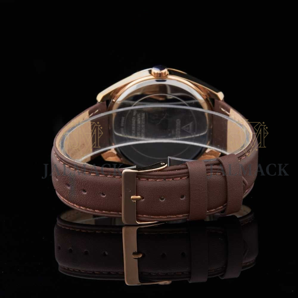Rose Gold Blue Multifunction Round-Cut Moissanite Watch