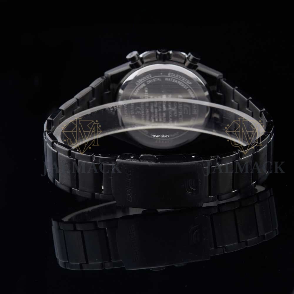 Dark Teal Chronograph Round-Cut Moissanite Black Watch