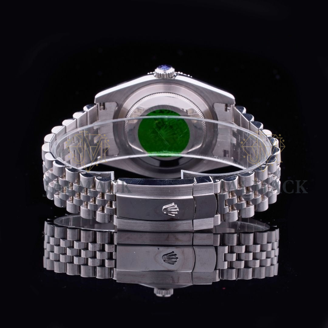 Green Dial Round-Cut Moissanite Automatic Watch