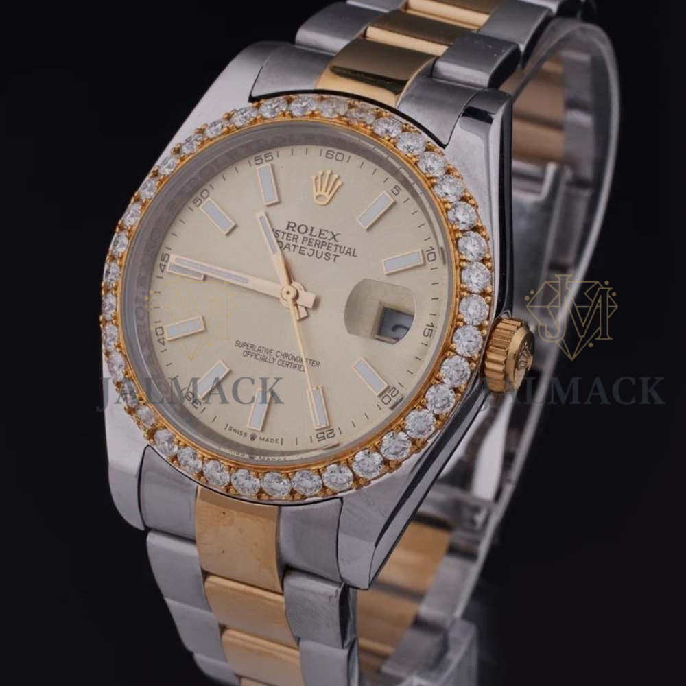 Champagne Dial Two-Tone Round-Cut Moissanite Automatic Watch