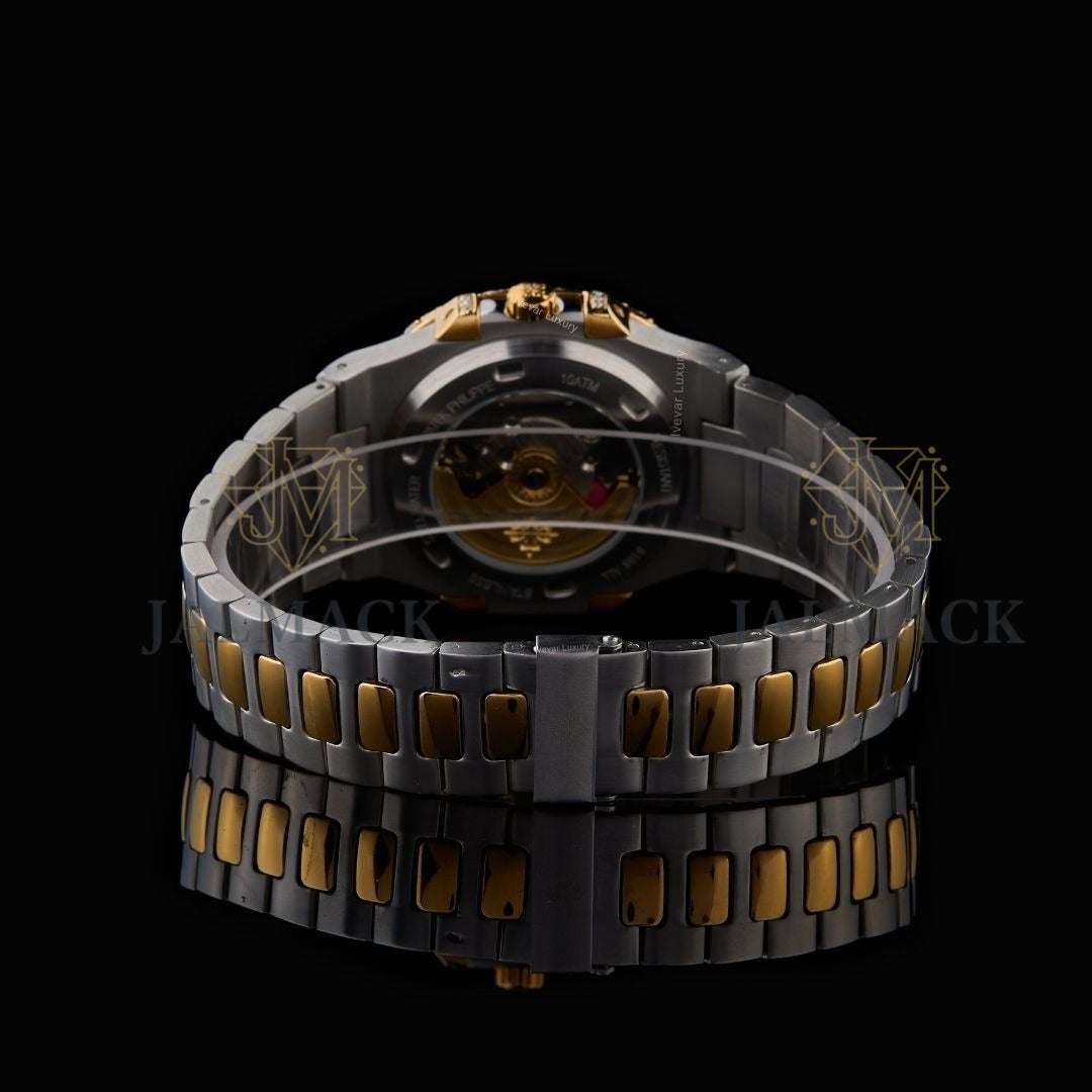 Two-Tone White Dial Double-Row Moissanite Luxury Watch