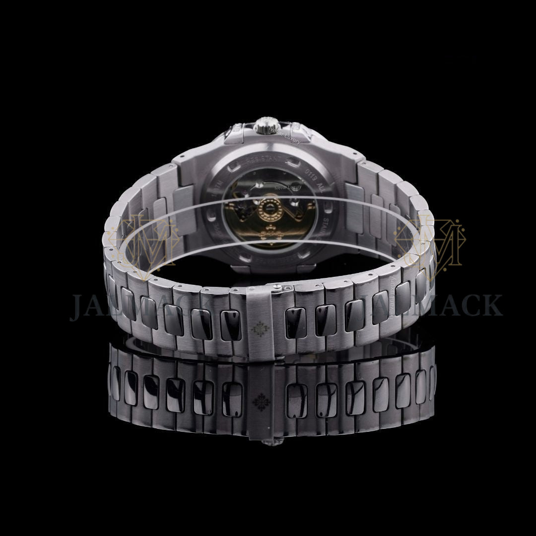 White Dial Double-Row Round-Cut Moissanite Luxury Watch