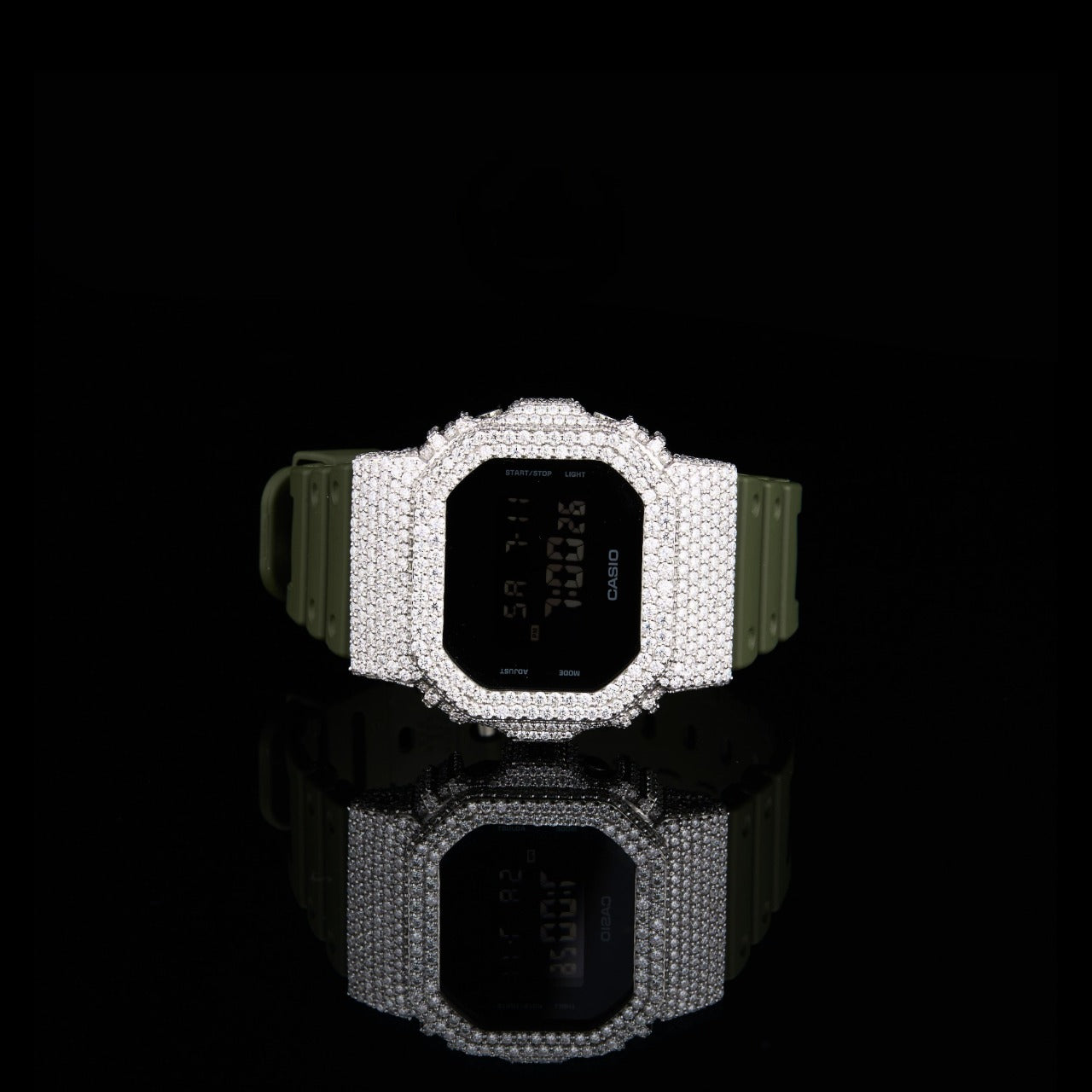 Royal Olive Green Band Emerald Ice Digital Watch