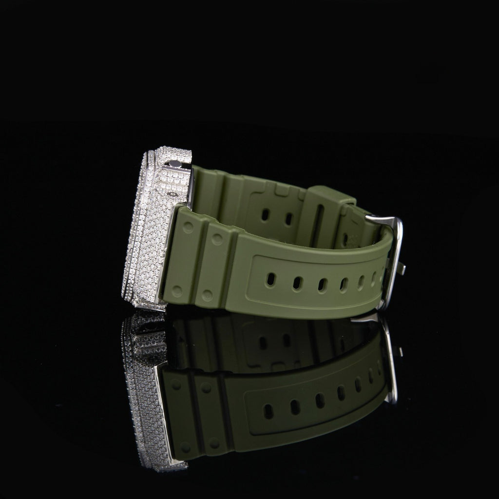 Royal Olive Green Band Emerald Ice Digital Watch