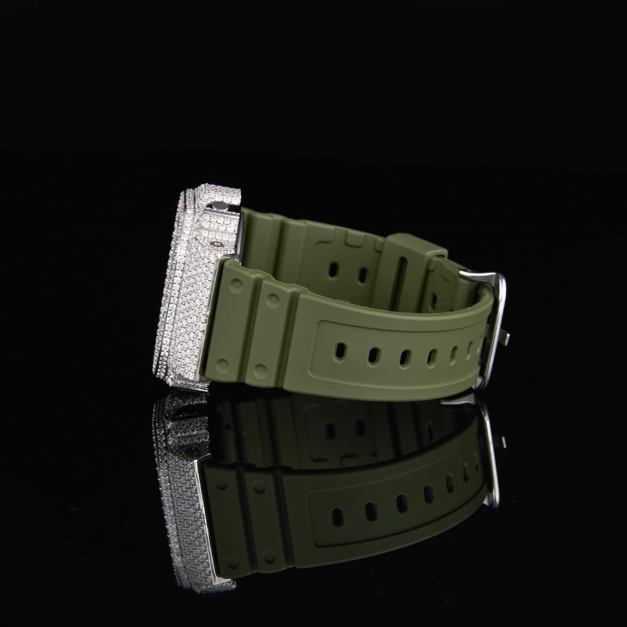 Royal Olive Green Band Emerald Ice Digital Watch