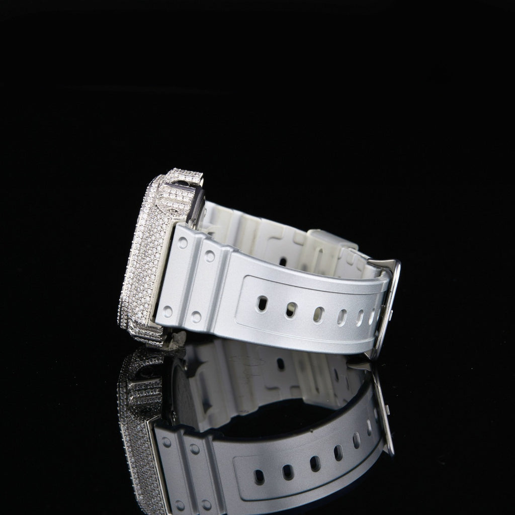 Silver Prestige Iced G-Shock Digital Moissanite Timepiece
