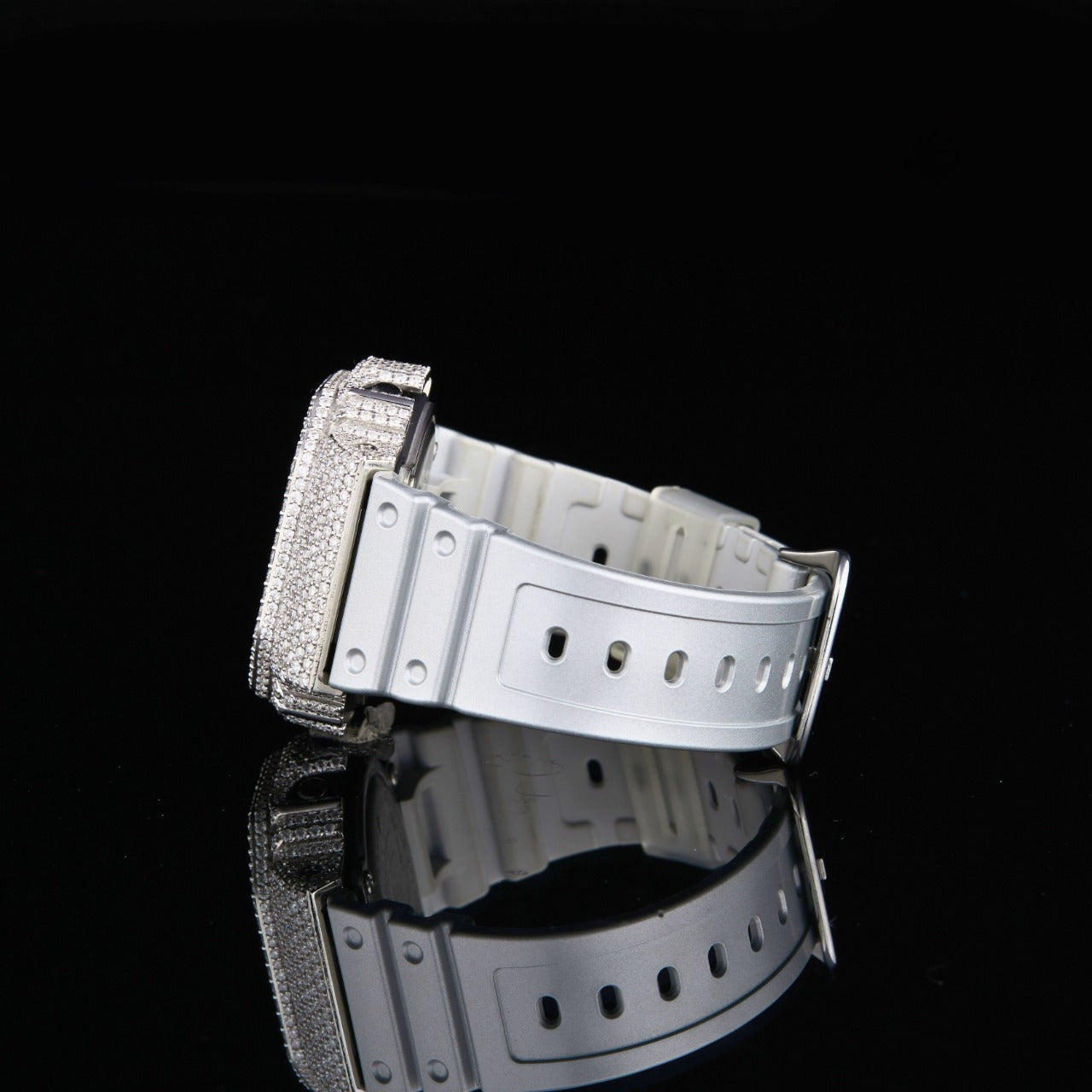 Silver Prestige Iced G-Shock Digital Moissanite Timepiece