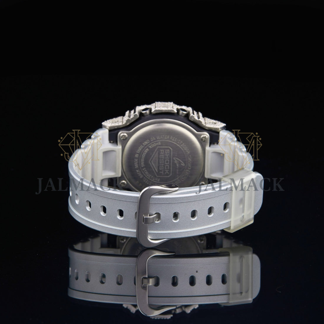 Silver Half Iced Round-Cut Moissanite Digital Watch