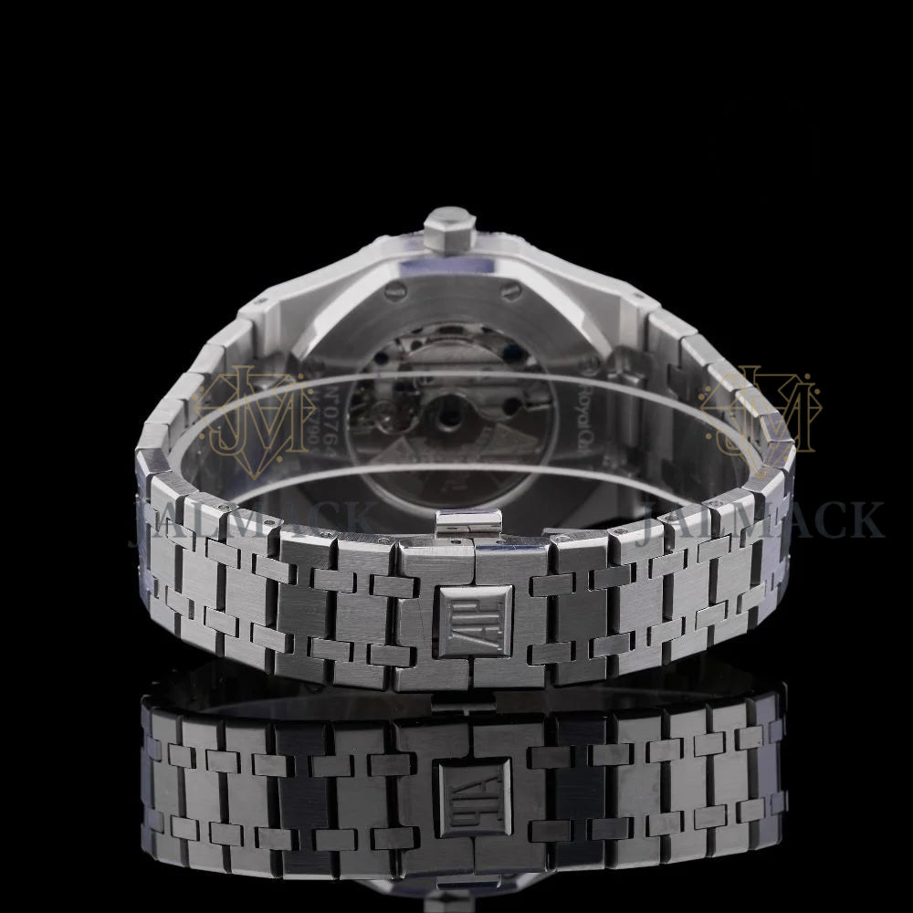 Blue Dial Open-Heart Fully Iced Moissanite Automatic Watch