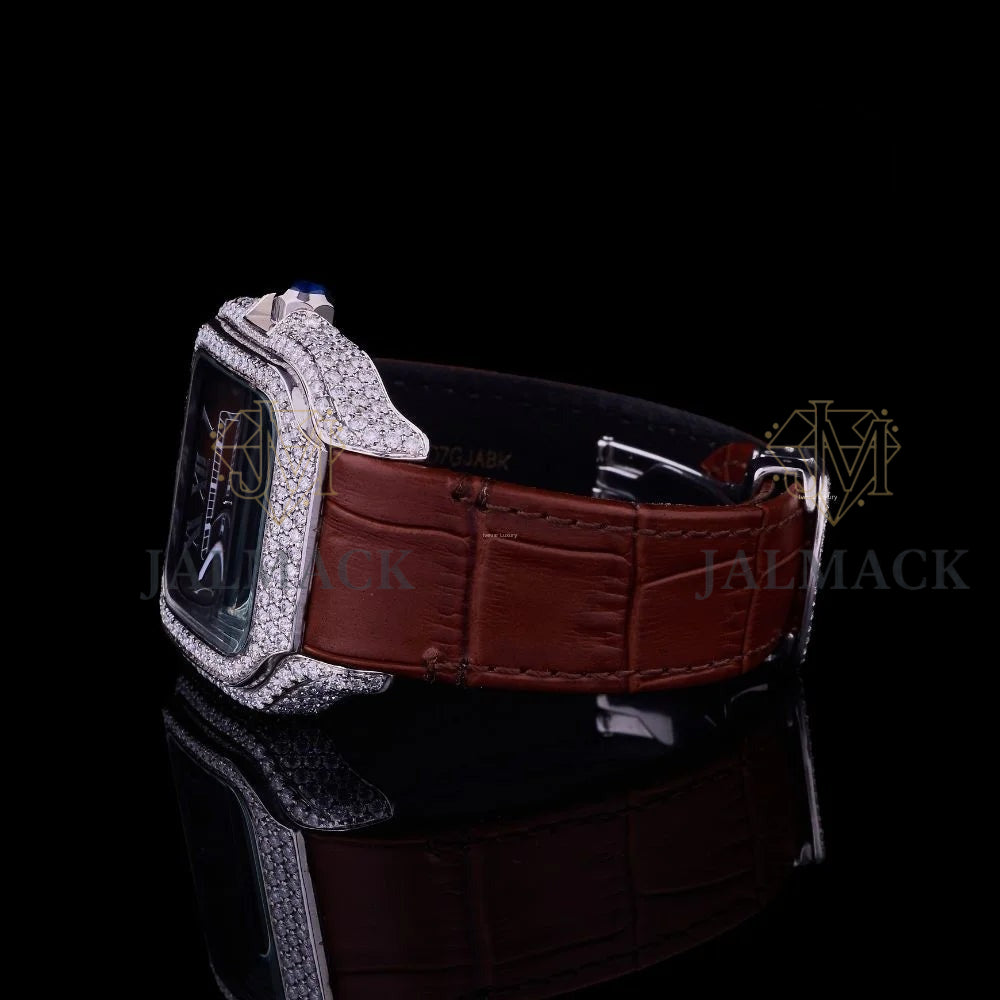 Brown Roman Dial Fully Iced Moissanite Automatic Watch