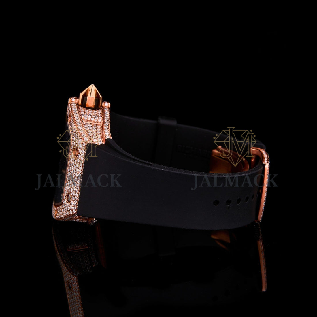 Rose Gold Skeleton Fully Iced Moissanite Watch