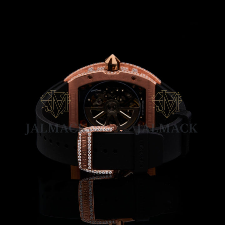 Rose Gold Skeleton Fully Iced Moissanite Watch