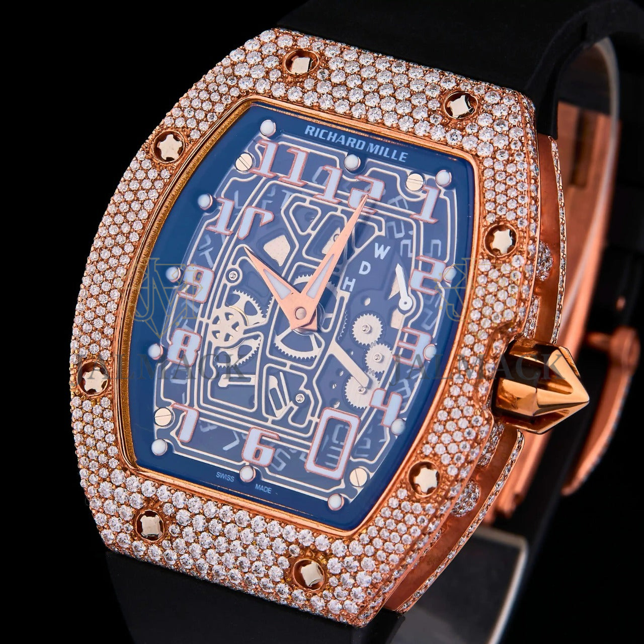 Rose Gold Skeleton Fully Iced Moissanite Watch