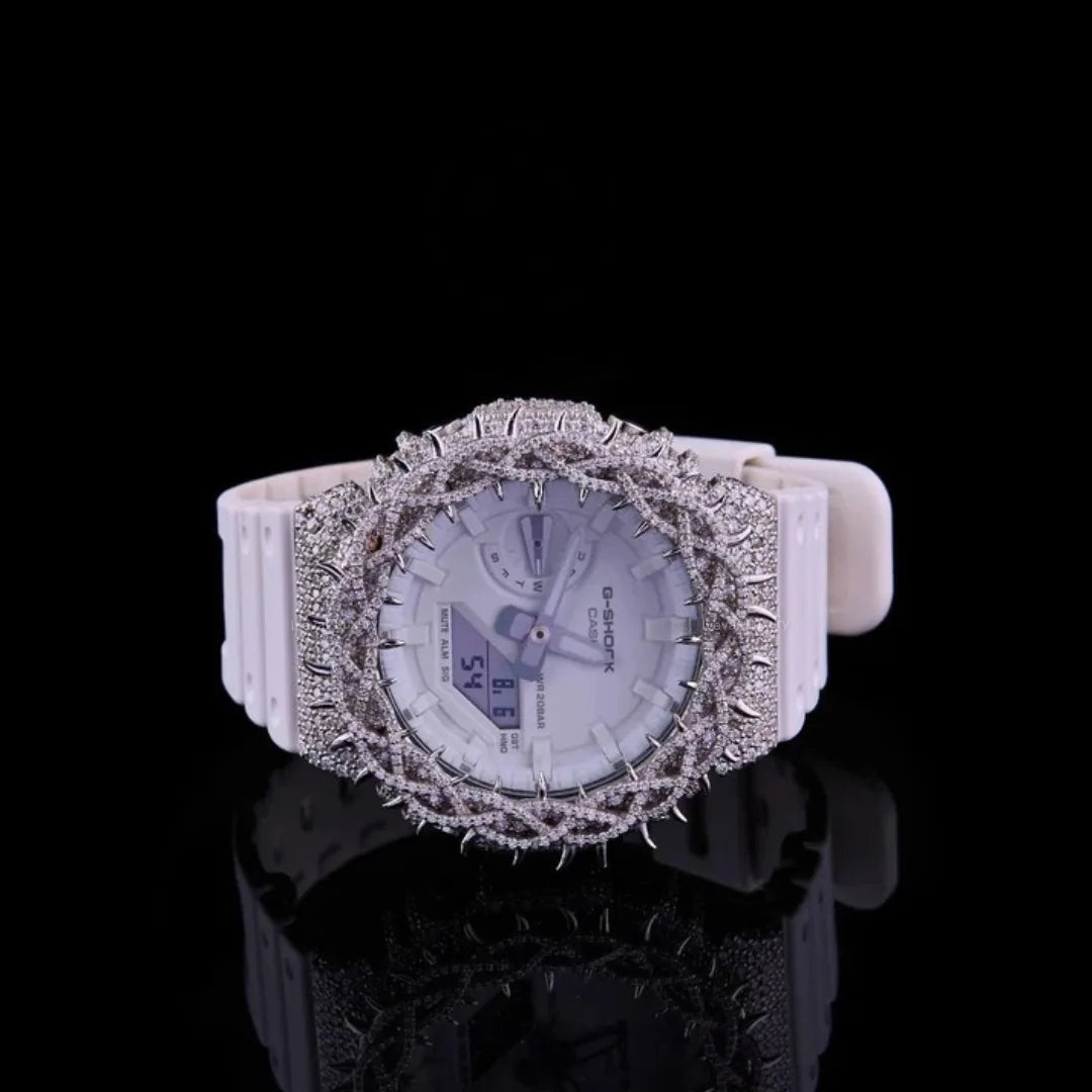 White Diamond Ice Spiked VVS Moissanite Luxury Sport Watch