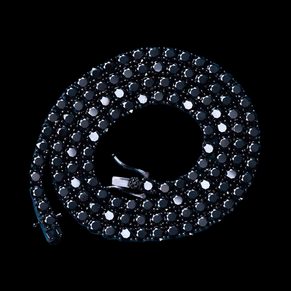 4MM Black VVS1 Moissanite Tennis Chain Black Rhodium Plated 925 Sterling Silver