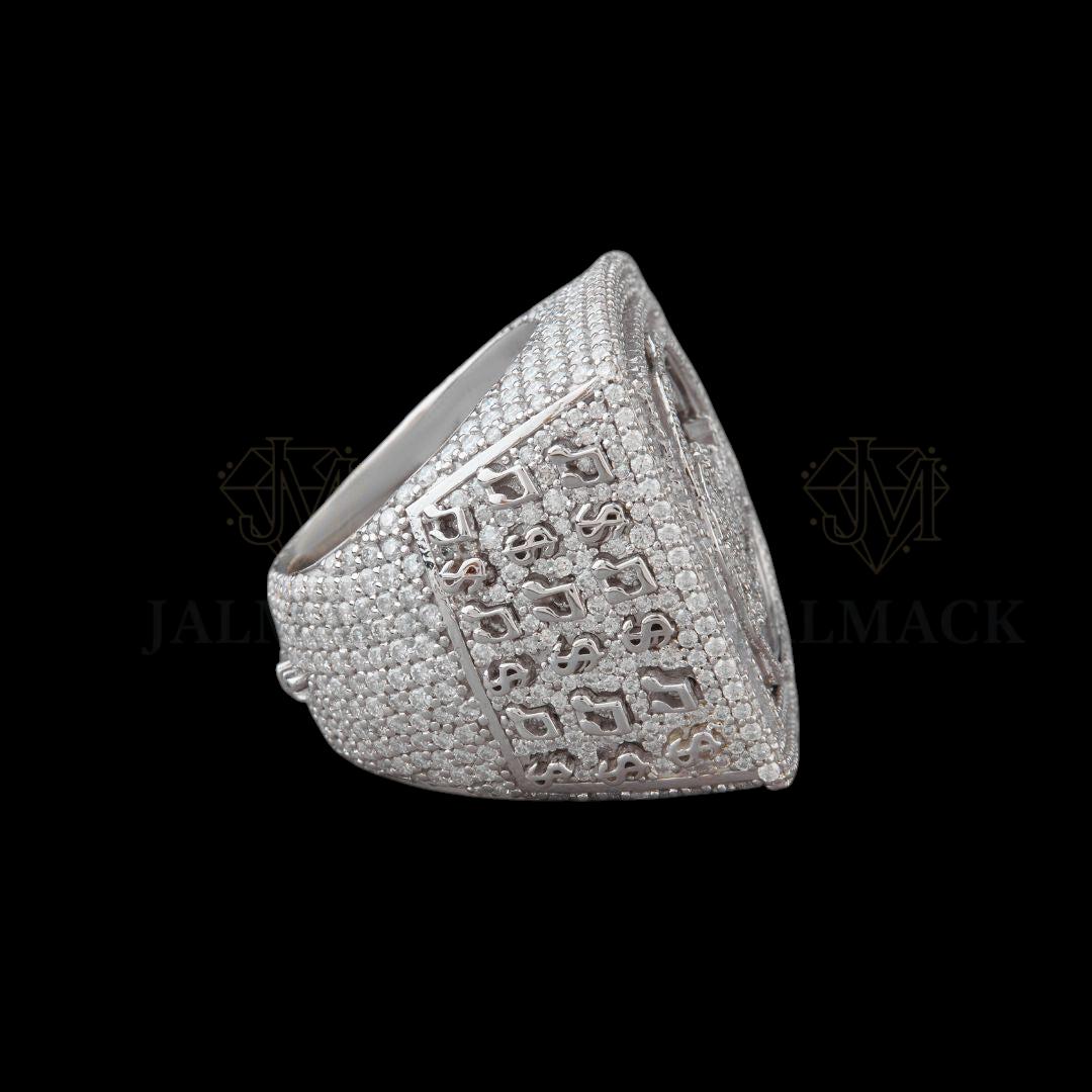 Custom Logo Fully Iced-Out Moissanite Signet Ring