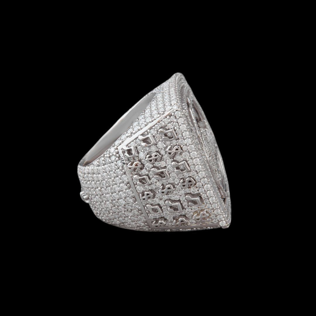 Custom Logo Fully Iced-Out Moissanite Signet Ring