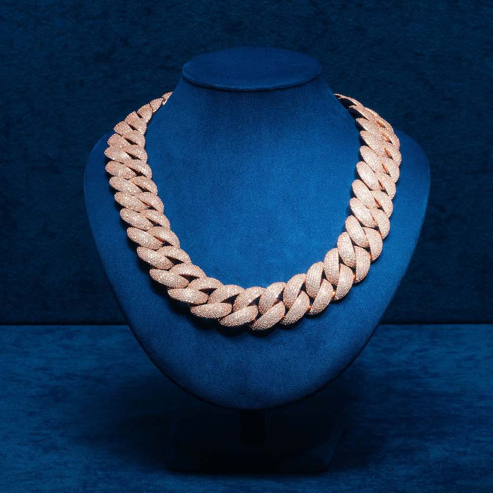 22MM Sparkling 925 Silver Moissanite Cuban Link Hip Hop Chain For Men