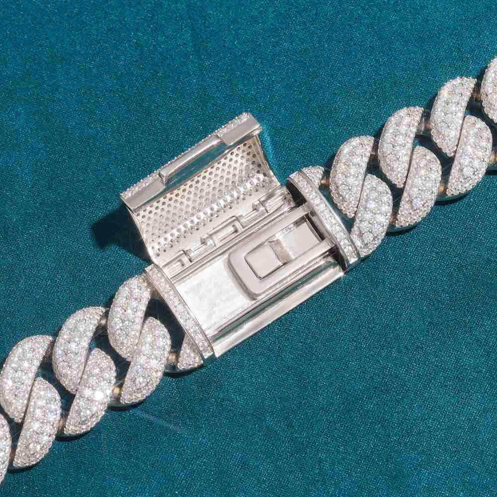 23MM Brilliant Sterling Silver Moissanite Cuban Link Hip Hop Chain For Men's Fashions