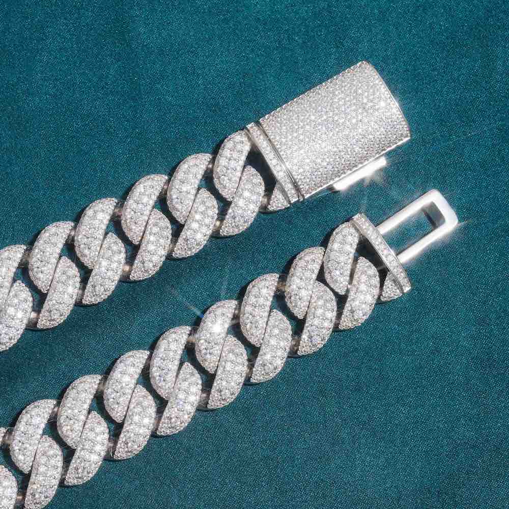 23MM Brilliant Sterling Silver Moissanite Cuban Link Hip Hop Chain For Men's Fashions