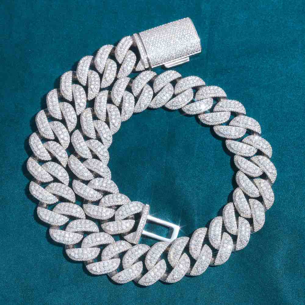 23MM Brilliant Sterling Silver Moissanite Cuban Link Hip Hop Chain For Men's Fashions