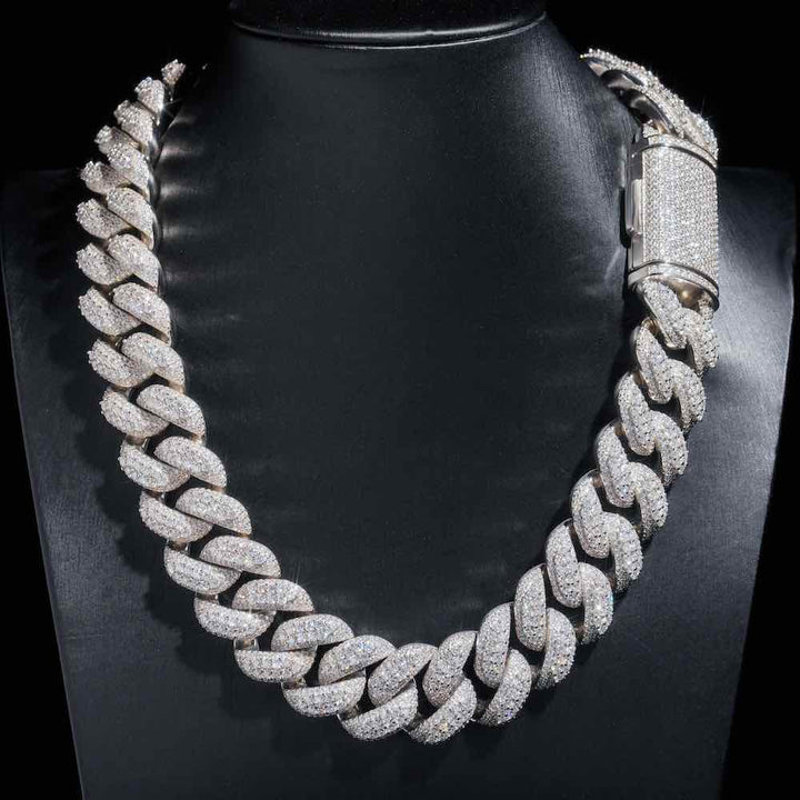 23MM Brilliant Sterling Silver Moissanite Cuban Link Hip Hop Chain For Men's Fashions