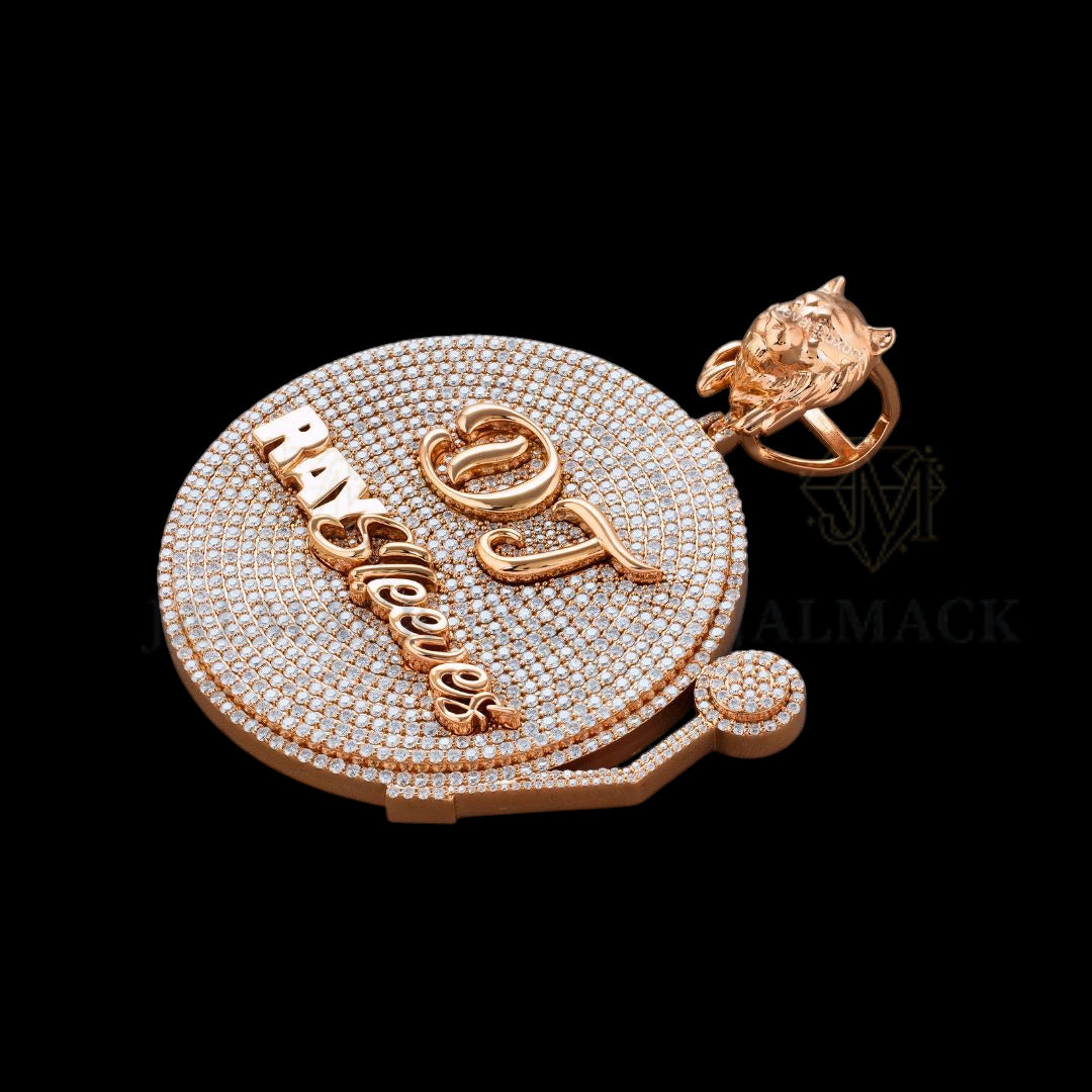 DJ RAY Sleeves Turntable Moissanite Medallion Fully Iced Out