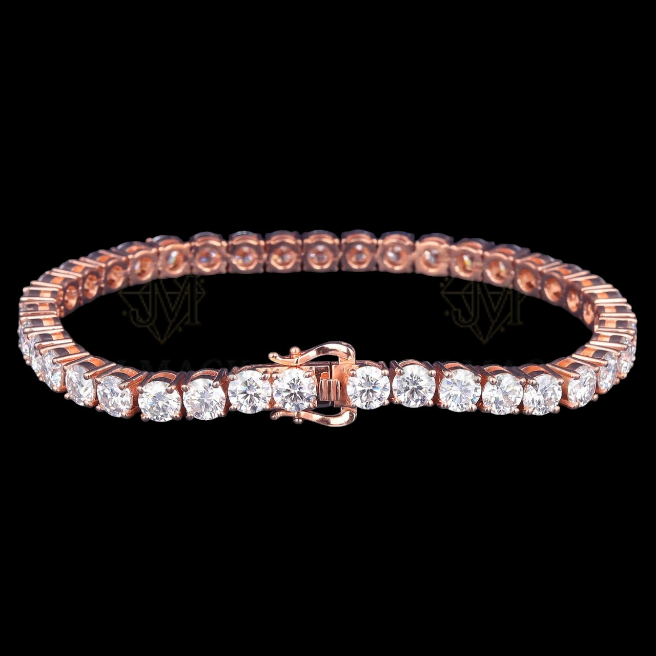 Rose Gold Round Cut Moissanite Tennis Bracelet VVS1 D Color