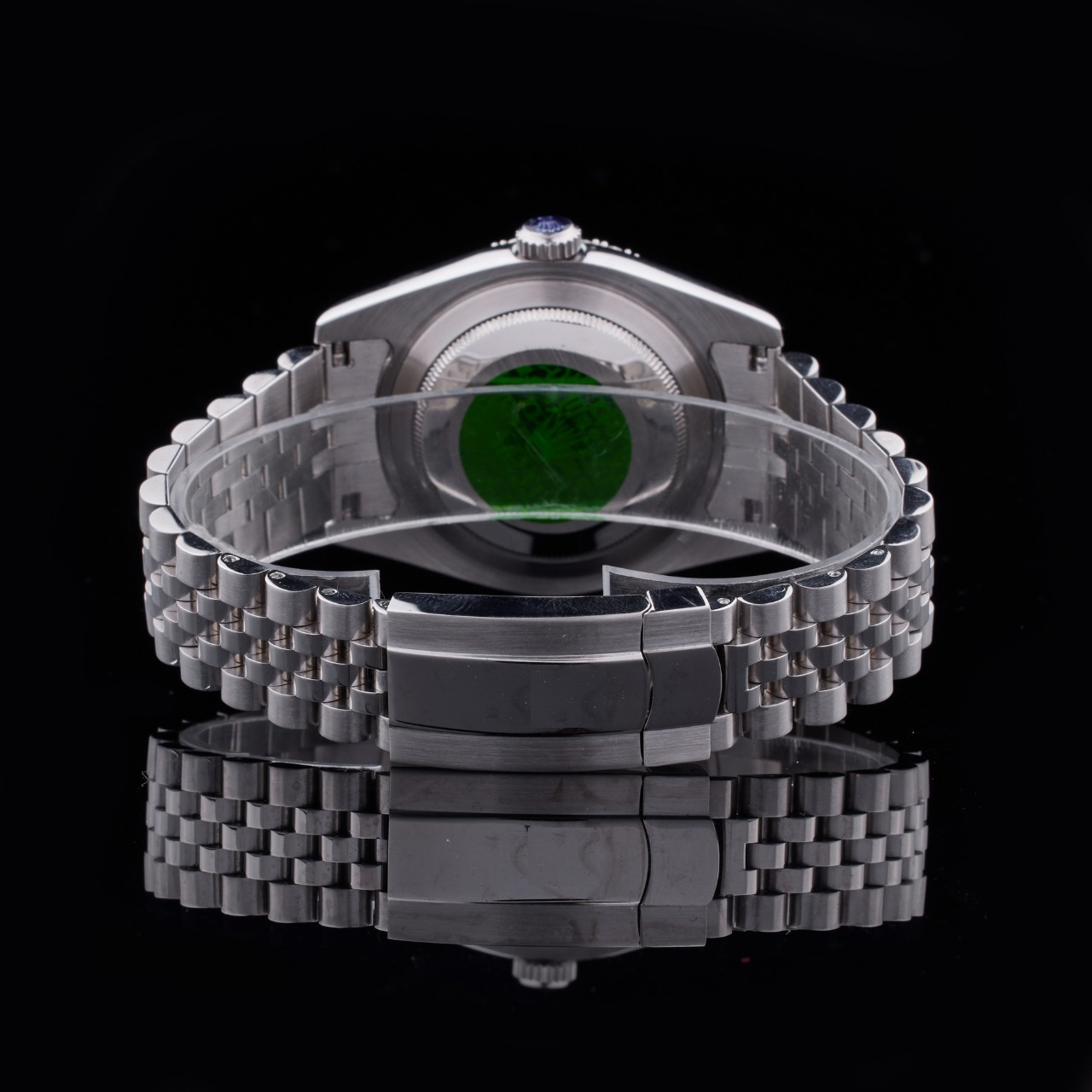 Green Dial Round-Cut Moissanite Automatic Watch