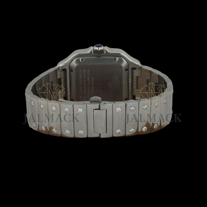 Green Dial Roman Letter Round-Cut Moissanite Watch