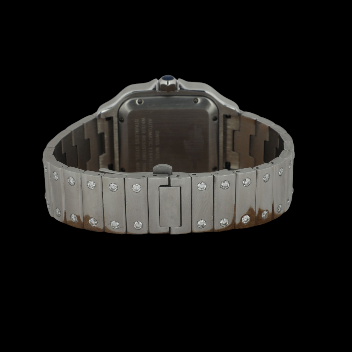 Green Dial Roman Letter Round-Cut Moissanite Watch