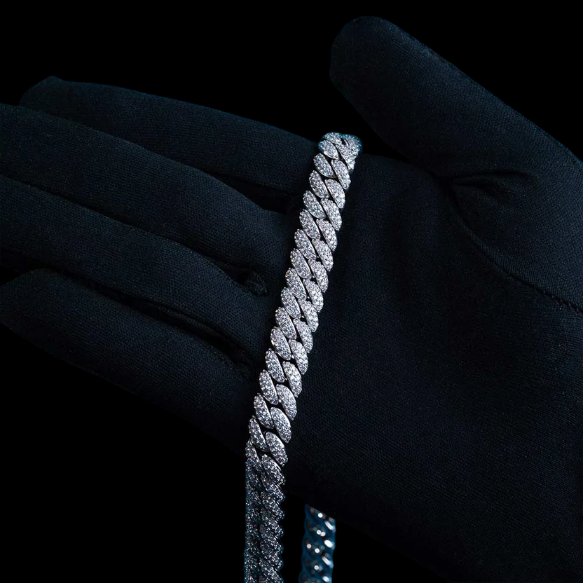 10MM Fully Iced Cuban Link VVS1 D Color Moissanite Chain 925 Sterling Silver