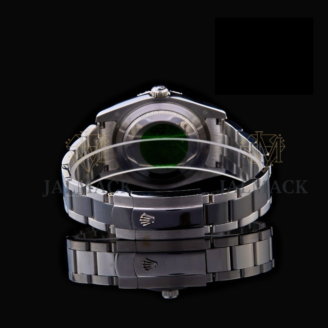 Blue Dial Baton Marker Round-Cut Moissanite Automatic Watch