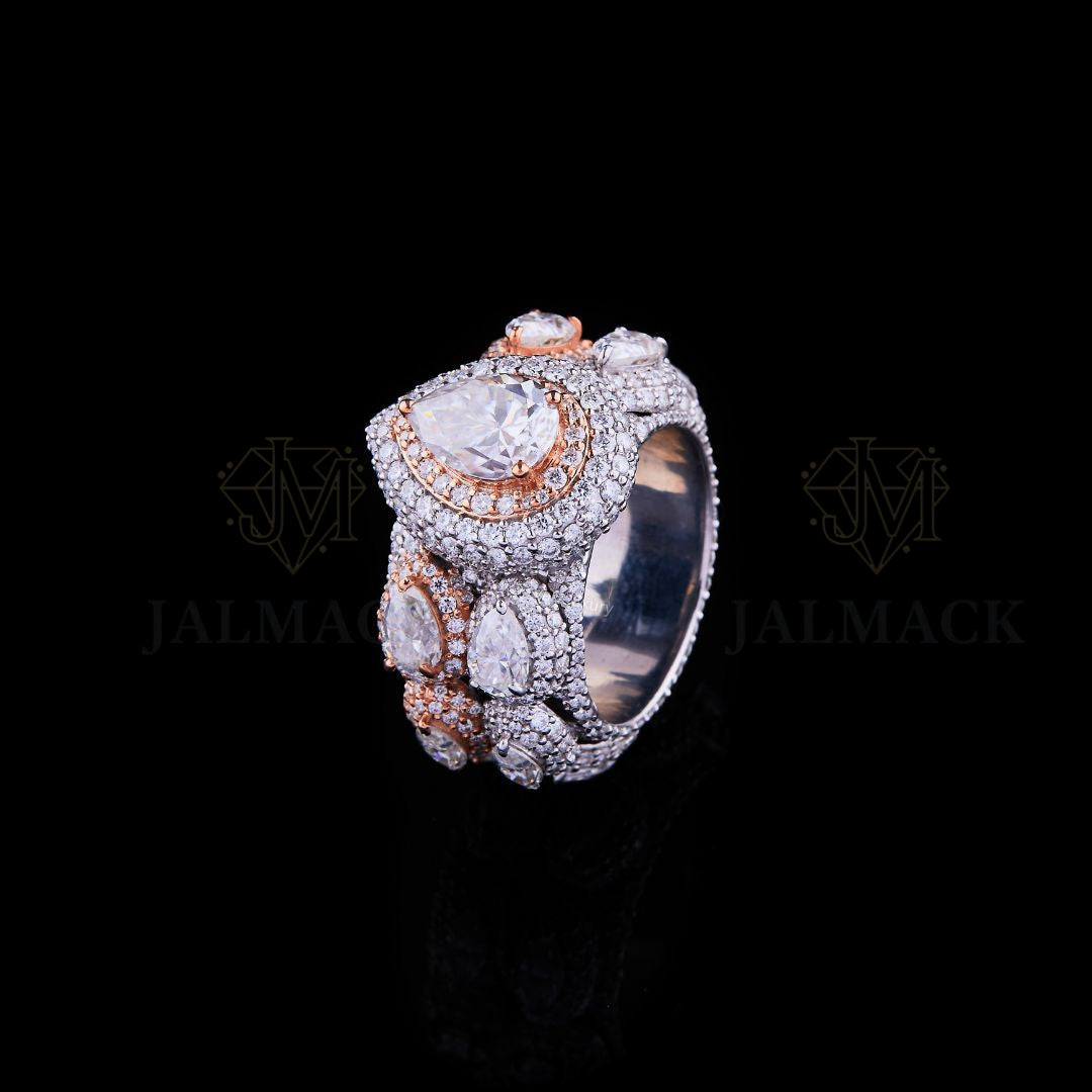 Pear Cut Two-Tone Moissanite Statement Ring