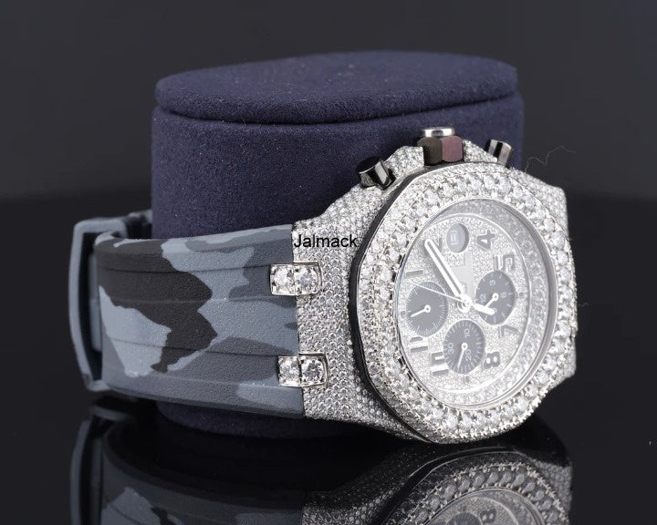 Luxury Fully Iced Out Rose Gold Chronograph Moissanite Watch for Men