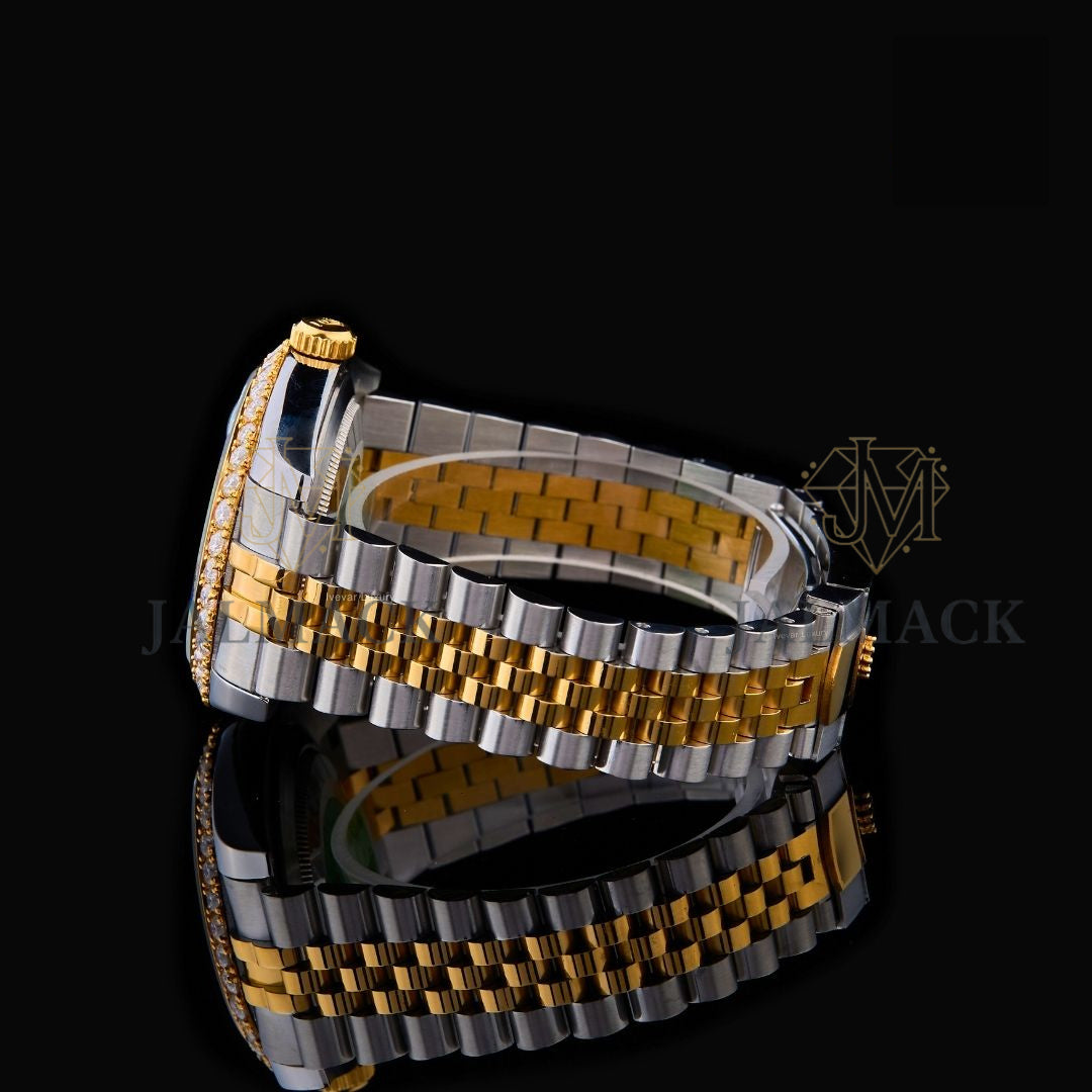 Two-Tone Charcoal Roman Round-Cut Moissanite Watch