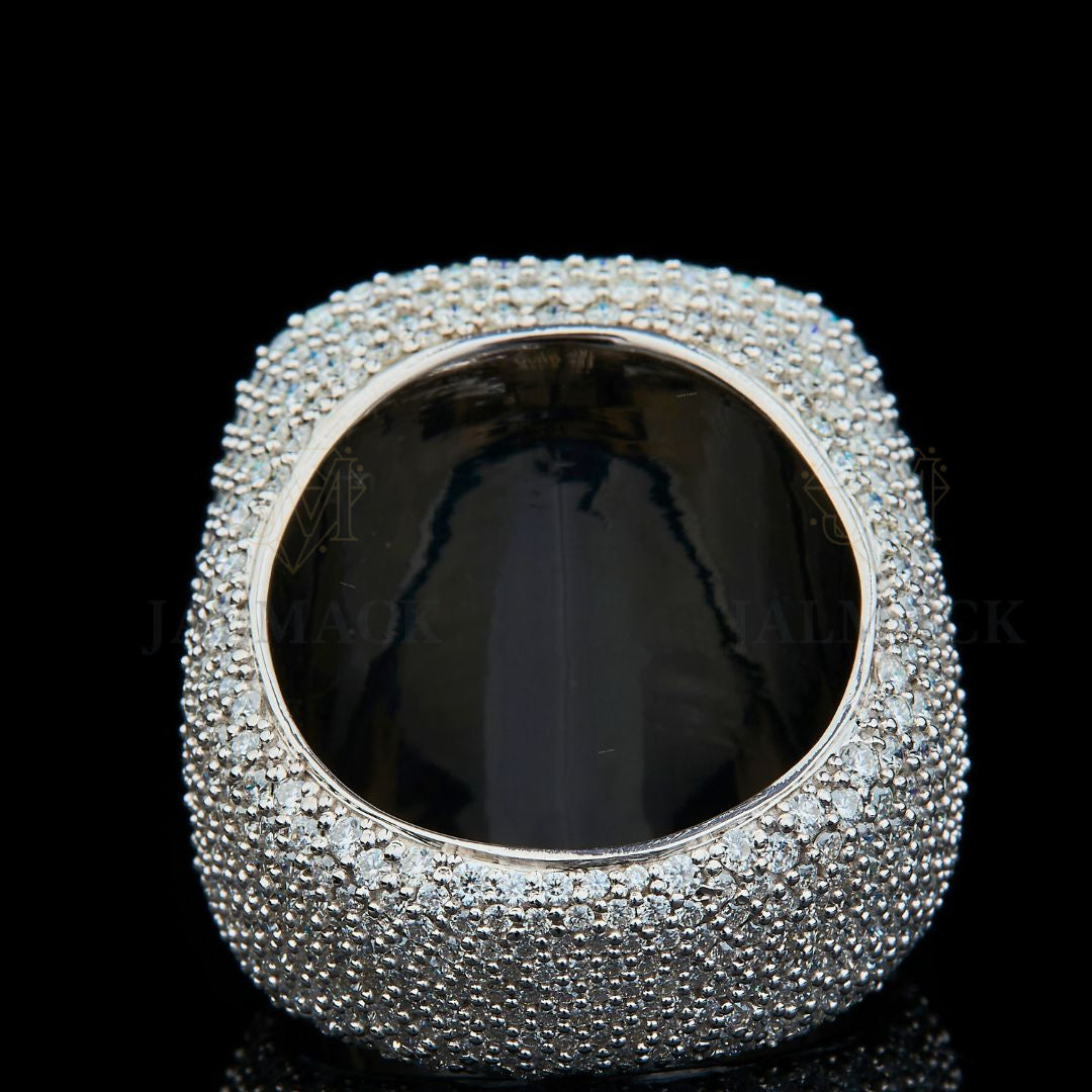 Cushion Baguette Halo Moissanite Statement Ring