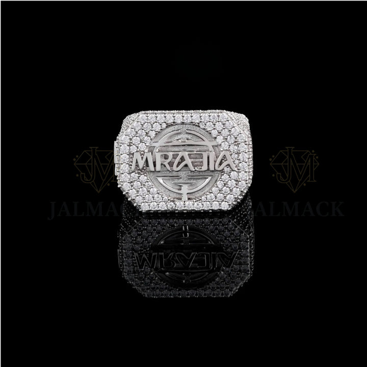 Custom Name Fully Iced-Out Moissanite Signet Ring