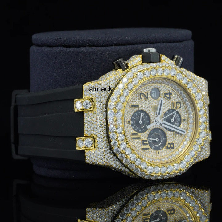 Luxury Fully Iced Out Rose Gold Chronograph Moissanite Watch for Men