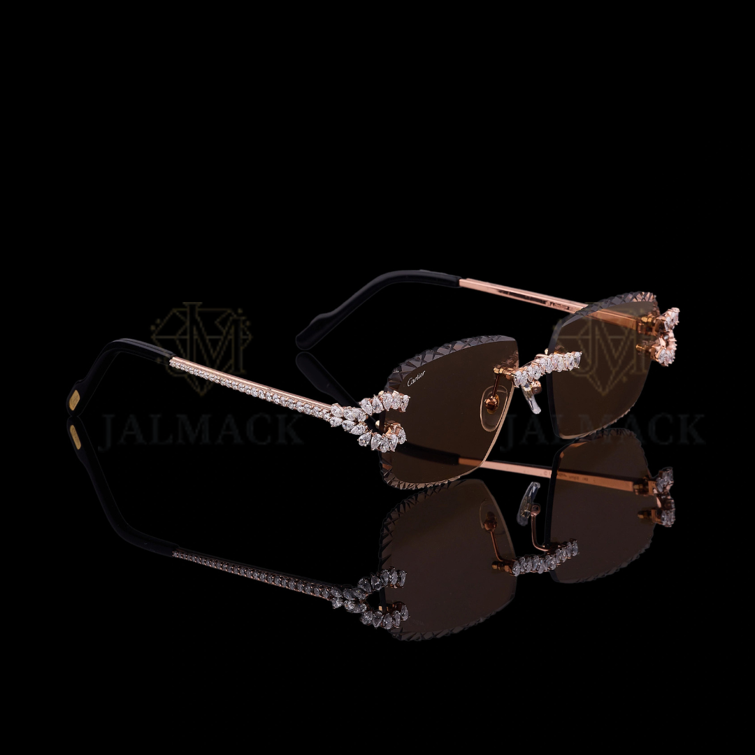 Luxury Rose Gold Pear Cut Moissanite Sunglasses