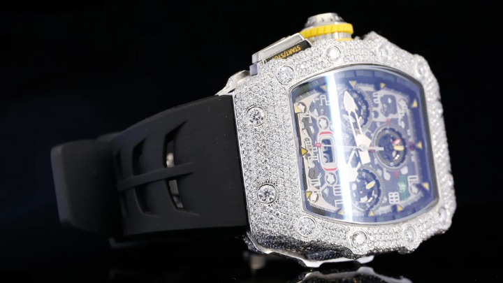 Luxury Moissanite Diamond Watch, Customized Moissanite Studded Watch
