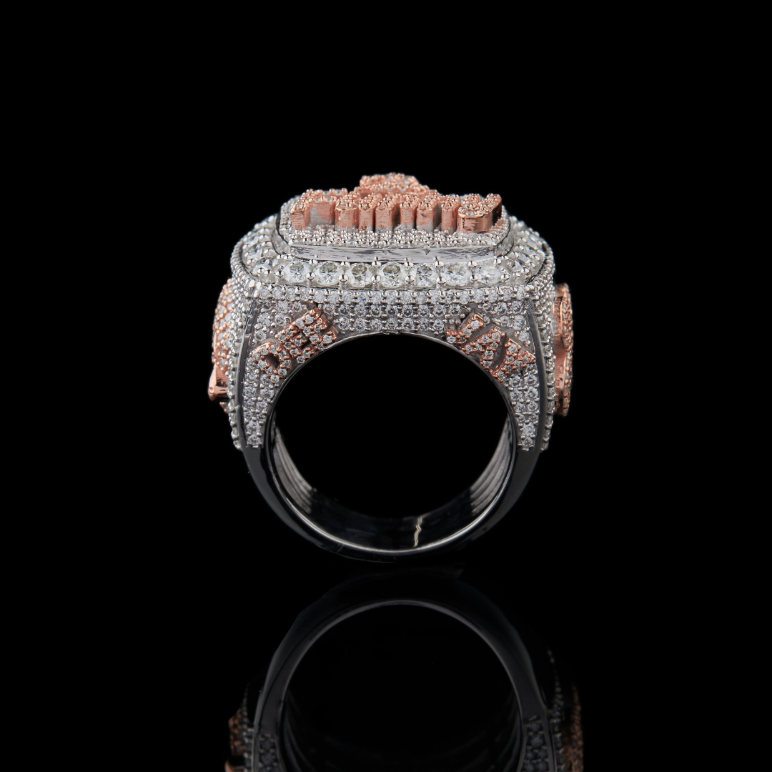Custom 2 Family Moissanite Signet Ring