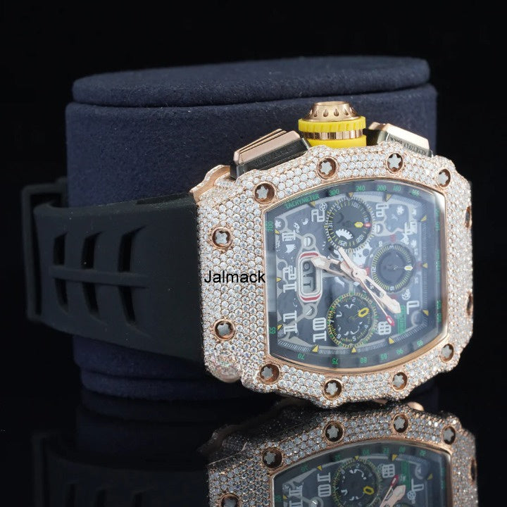 Luxury Moissanite Diamond Watch, Customized Moissanite Studded Watch