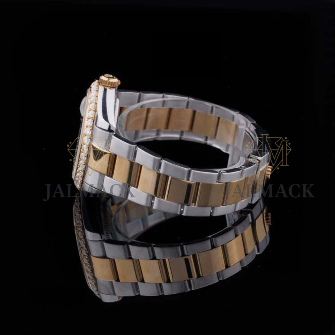 Champagne Dial Two-Tone Round-Cut Moissanite Automatic Watch