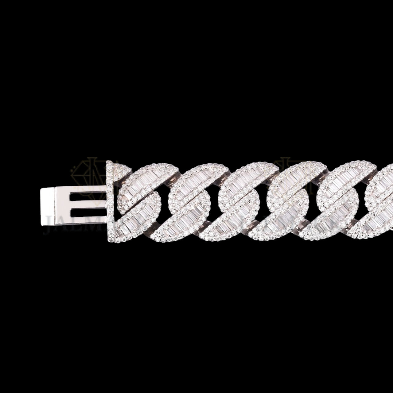 Silver Baguette Moissanite Miami Cuban Bracelet VVS1 Fully Iced Out