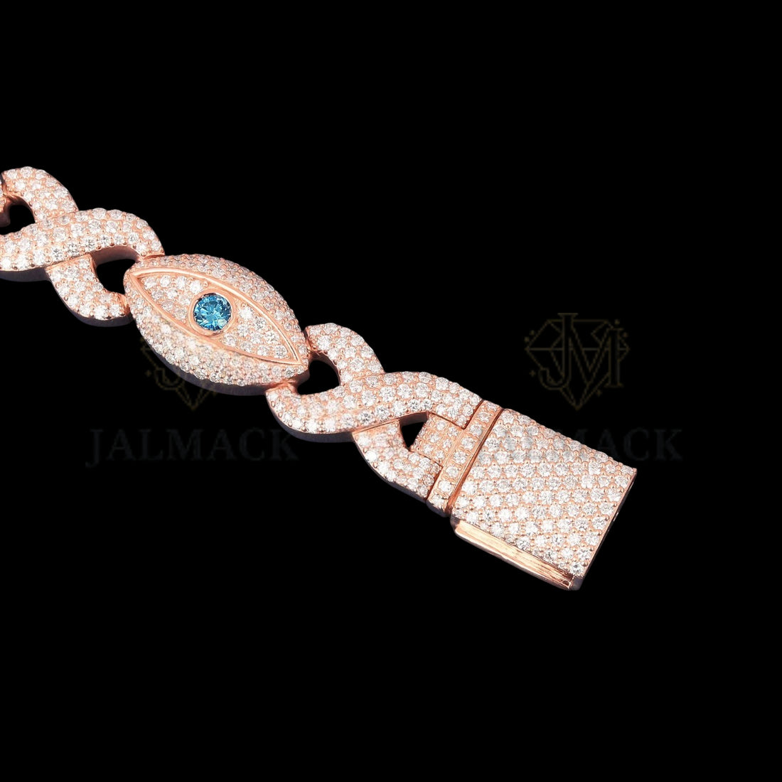 Rose Gold Blue Evil Eye Moissanite Bracelet VVS1 D Color