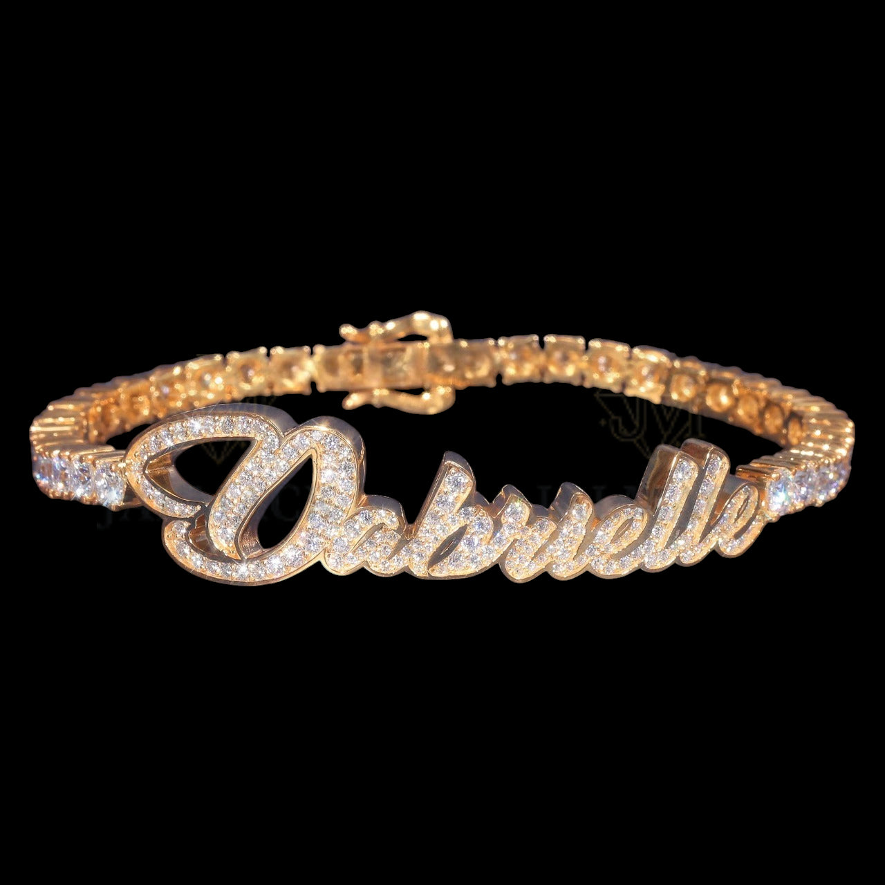 Personalized Danielle Name Moissanite Tennis Bracelet VVS1 D Color Gold